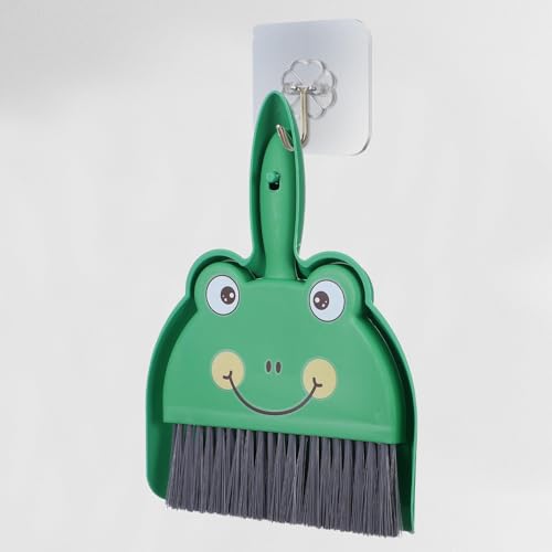 Upgrade Small White Broom and Dustpan Set, Hand Dustpan and Brush Set, Cute White Mini Broom and Dust pan Sets, Little Dust Pan for Home Use Tabletop Debris Cleaning Pet Guinea Pig Cages (Green) - color: Green
