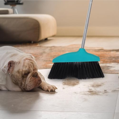 Ipetboom Soft Bristle Angle Broom with Long Metal Handle, Wide Angle Floor Broom for Indoor Outdoor Cleaning, Patio and Shop Heavy-Duty Sweeping Tool, Green
