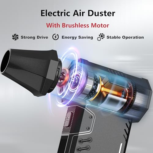 SDFM Compressed Air Duster - 180,000 RPM Electric Air Duster | with Brushless Motor, 3-Gear Adjustable Air Duster - for Keyboard, PC, Car, Air Bed, and Home Cleaning (X15)