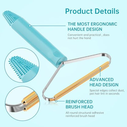 Pet Hair Remover, Dog Cat Carpet Rake, Lint Remover Shaver for Sofas 3-Pack | Wool Hand Pet Hair Removal Tool, Cleans Carpets Car Cushions Pet Beds Furniture, Works on All Fabric & Rug - color: Sky Blue With Gray