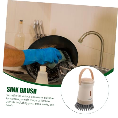 Dishwashing Brush with Soap Dispenser Transparent Kitchen Scrub Brush for Pots Pans and Sinks Efficient Soap Dispensing Gentle Surfaces Sturdy Design for Easy Cleaning