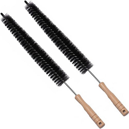 2-Pack Radiator Brush, 17-Inch Long Reach Flexible Radiator Cleaner with Wooden Handle, Multipurpose Dryer Lint Brush & Refrigerator Coil Cleaning Brush for Narrow Gaps, Vent Cleaner & Duster