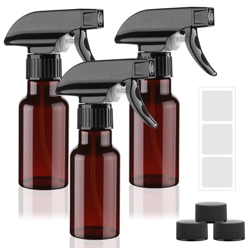 Spray Bottles 4oz/120ml Small Spray Bottle for Hair Plastic Mist/Stream Spraying Heavy Duty Empty Spray Bottles for Cleaning Solutions, Plants 3 Pack (Brown-3) - color: Brown-3