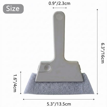 3Pcs Window Track Cleaning Brush, 4-in-1 Gap Brush (with Bristle Brush, Gap Dustpan, Scraper), Long Handle Groove Cleaner Tool, for Sliding Door, Window Sill, Bathroom(Gray)
