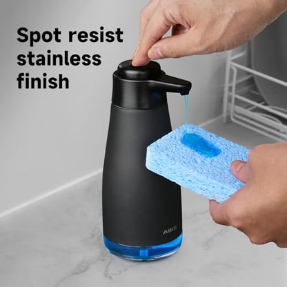 AIKE 15fl.oz Liquid Soap Dispenser for Dish and Hand Soap Matte Black - color: Anti-fingerprint Black Coating