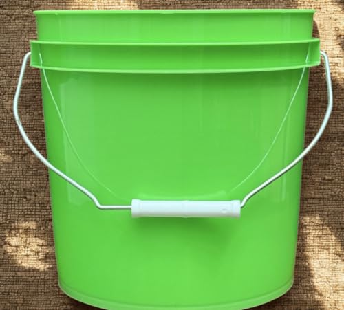 House Naturals 2 Gallon Food Grade - BPA Free Made in USA Buckets Lime Color pails with Screw On Gasket Lids (1, Lime - Black lids) - color: Lime - Black Lids