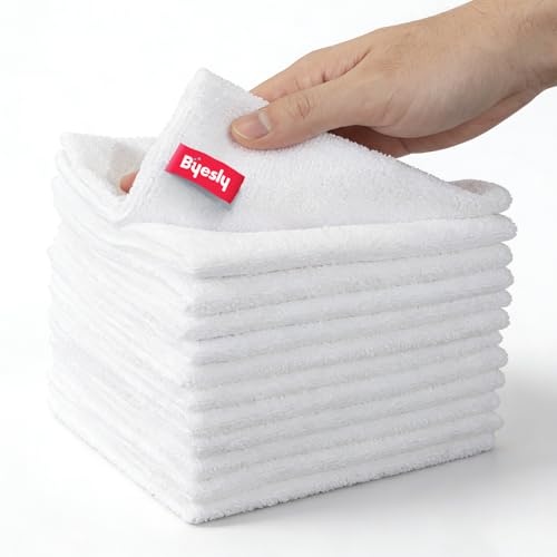 12-Pack Microfiber Cleaning Cloth, 11.5x11.5 Microfiber Towels for Cars, Dishes & House, for Detailers, Chefs & Efficient Home | Scratch-Free, Lint-Free, Ultra Absorbent(White) - color: White