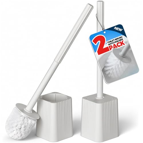 FORASTO 2Pack Toilet Bowl Brush and Holder Set - Toilet Scrubber Brush,Cleaning Brush,Bathroom Decor,Household Essentials,Cleaning Supplies,Home Essentials,Light Gray - color: Light Gray, size: 2PACK