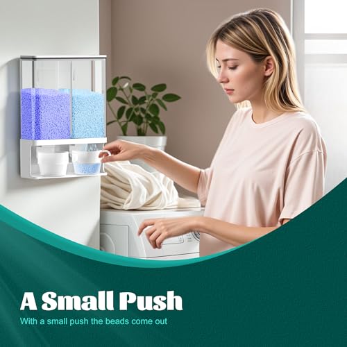 105 Oz Laundry Detergent Dispenser with Nail - Wall Mounted Scent Booster Beads Container, Softener Beads Storage, Rice Dispenser, Dry Food/Solid Grain Organizer - size: 105 oz