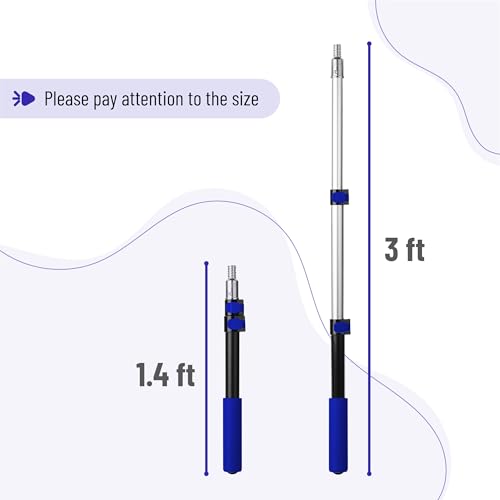 Bates- Telescopic Extension Pole, 3 Ft, Aluminum Alloy, Sturdy Multi-Purpose Extension Pole with Flip-Lock Design for Painting, Dusting and Cleaning - color: Black and Dark Blue, size: 3 Ft, 1 Pack