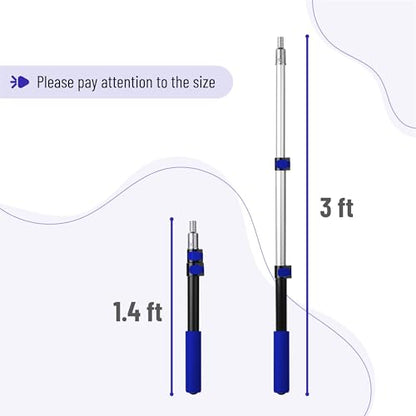 Bates- Telescopic Extension Pole, 3 Ft, Aluminum Alloy, Sturdy Multi-Purpose Extension Pole with Flip-Lock Design for Painting, Dusting and Cleaning - color: Black and Dark Blue, size: 3 Ft, 1 Pack