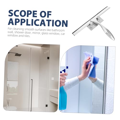 Healeved Deluxe Glass Wiper Shower Squeegee for Bathroom Stainless Steel Cleaner with Glide Handle