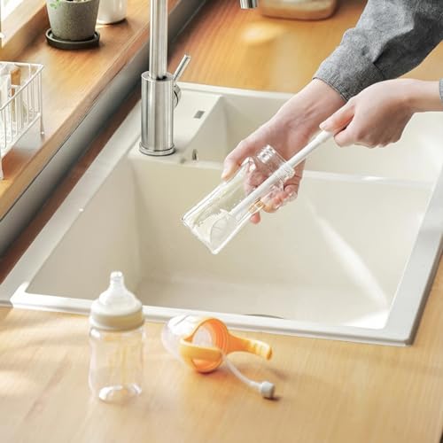 Cup Brush, Bottle Cleaning Brush, Stainless Steel Scrub Cleaner Brush with 12'' Long Handle, Flexible for Cleaning Sport Water Bottles, Coffee Mug, Cups (2 pcs) - color: 2 Pcs
