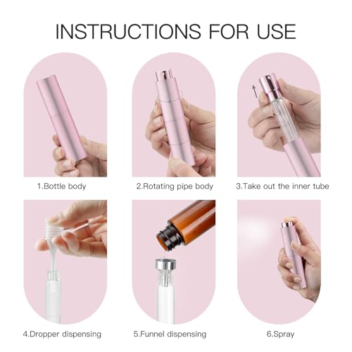 Tekson 10ml Travel Perfume Atomizer Refillable, Mini Cologne Spray Bottle Empty, Small Coffee Spray Bottle (Pink) - color: pink