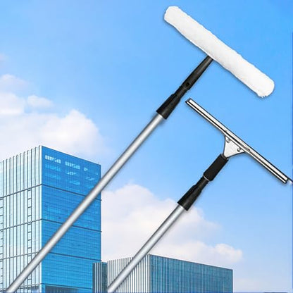 Professional Window Cleaner Tool Kit for Smooth Surfaces, 6' 13 16 20 Ft 26 36 39 49 Foot Long Aluminum Adjustable Window Cleaning Equipment for Housekeeping(8m/26.2ft) - size: 8m/26.2ft