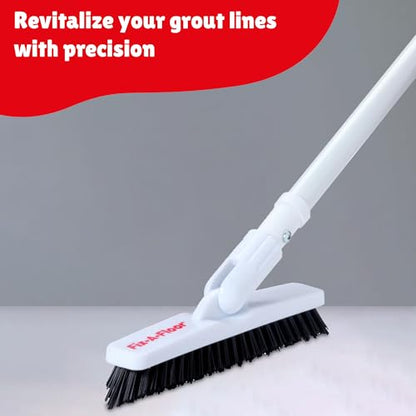 Grout Brush - Heavy Duty Grout Scrub Brush with Long Handle - Shower Floor Scrubber for Cleaning - Tile Scrub Brush with Stiff Bristles - Grout Cleaner Brush for Tile Floors, Bathroom, Shower Corners