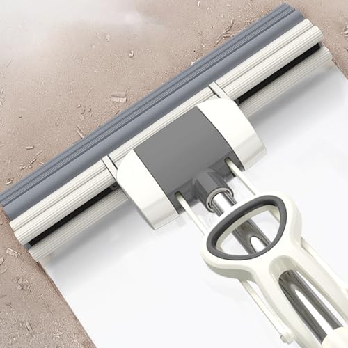 Sponge Mop, Lightweight Roller Sponge Mop, Hand Freely Multifunctional Squeeze Roller Mop for Kitchen Bathroom Tiles
