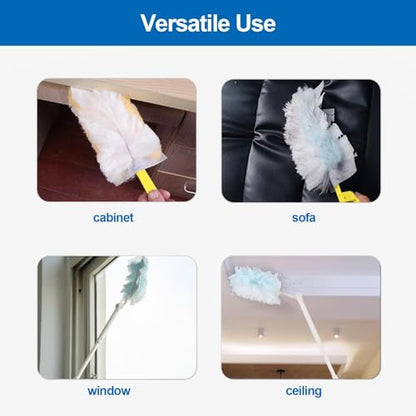 Replacement Handles Compatible with Swiffer Duster Refill, Swiffer Duster Extended Handle,Foldable & Extendable Dust Handle Only(White 5pcs) - size: 5 PCS