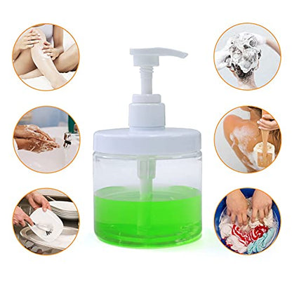 Cosywell Pump Bottle Dispenser Plastic Refillable Bottles Wide Mouth Jar Style Empty Bathroom Shower Containers for Lotion Shampoo Conditioner (Clear, 2X 500ml) - color: Clear, size: 2x 500ml