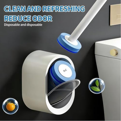 Disposable Toilet Brush Set with Wall-Mounted Holder - Disposable Cleaning Brush with Replaceable Heads for Bathroom, Hygienic Toilet Cleaning Tool Kit (White & Blue) - color: 60 Replacement Brush Heads