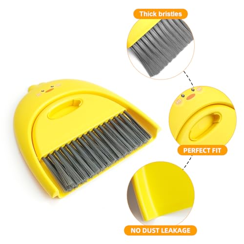 Small Broom and Dustpan Set,1pc Dust Pan and Brush Set,SUP Cute Little Yellow Duck Hand Mini Broom and Dustpan Set,Small dust pan Mini for Tabletop Debris,Keyboards&Clean Pet Cages (Duck) - style: Duck