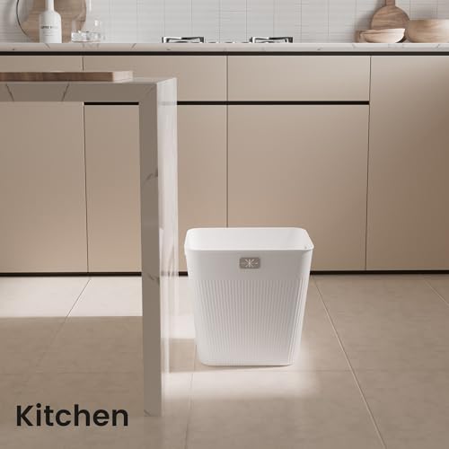 JOYMOOP Slim Trash Can 3-Pack, 2.2 Gallon Plastic Wastebasket for Bathroom, Bedroom, Office, Kitchen with 4 Rolls Bags, White - color: White, size: 3 pcs Waste Baskets+ 4 Rolls of Trash Bags