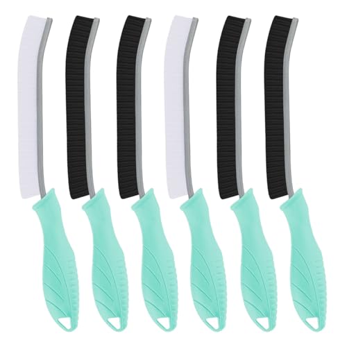 TQRR Hard Bristle Crevice Cleaning Brush-Thin Gap Scrub Brush, Small Cleaning Brush, Grout Brush, Kitchen Brush, Cleaning Tools for Toilet, Bathroom, Sink, Home, Household, Window (6, Mint) - color: Mint