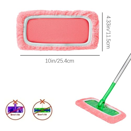 3 Pack Pink Microfiber Mop Pads - Reusable Washable Refills for Wet & Dry Floor Cleaning - Fits Most Standard Mops - Household Cleaning Pads - color: Pink