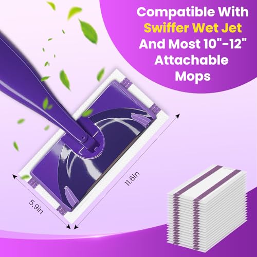 Pure Realm Wet Jet Refills Compatible with Swiffer Wet Pads Refills Hardwood Floor Cleaner Spray Mop Pad Refill, Bathroom Cleaning Supplies, Hardwood Floor Cleaner, Multi Surface，30 Count - color: Purple 30 Mop Pads