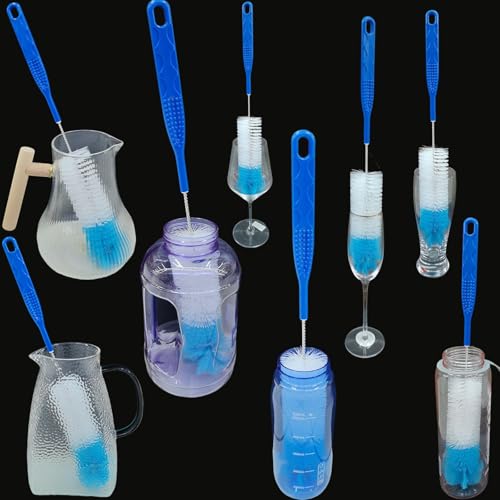 15.4" Long Handle Brush Cleaner with Rose Shape Head for Water Bottles, Cups, Mugs, Glassware, Baby Bottle, Wine Decanters, Hummingbird Feeder, Flasks, Tumblers, Dishes, Cookware, Jugs, Cup Lid