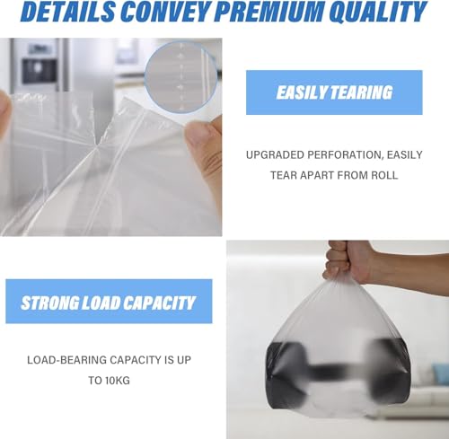 1.6 Gallon Trash Bags Unscented - Small Clear White 105 Count Strong Thick Garbage Bag Bulk Plastic Bags Waste Basket Liners for Bathroom Kitchen Small Trash Can Inwaysin - style: Clear White-1.6Gal-105