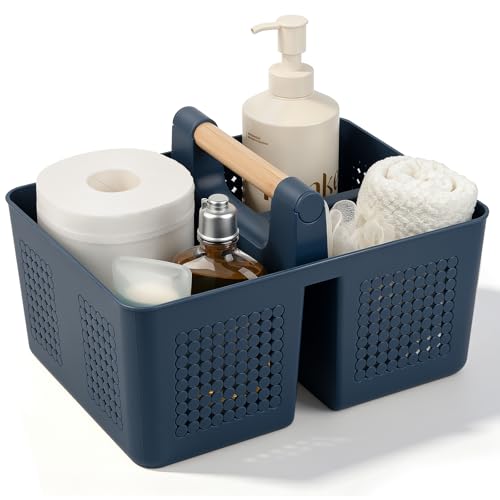 JiatuA Shower Caddy Basket Portable Caddy Organizer with Handle Cleaning Supplies Caddy Plastic Tool Storage for Bathroom Kitchen College Dorm Bedroom, Navy Blue - color: Navy Blue, size: Large