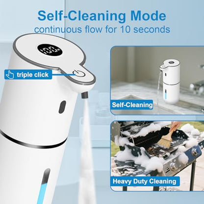 OHIFAST 2 Pack Automatic Foaming Soap Dispenser Touchless, USB Rechargeable Smart Hand Soap Dispenser, 6-Level Adjustable, 12.8oz/380mL Wall Mount for Bathroom Kitchen Dish Soap-White - color: White, style: 2 Pack Foam
