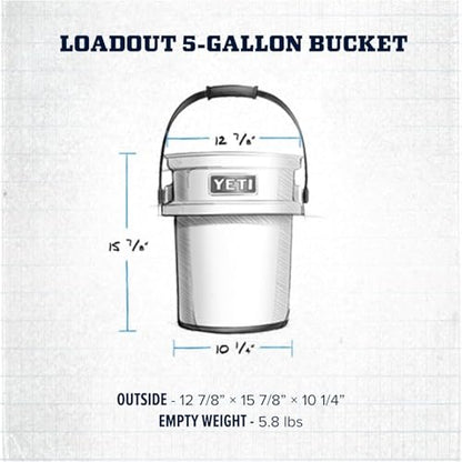 YETI Loadout 5-Gallon Bucket, Impact Resistant Fishing/Utility Bucket - color: White/Blue