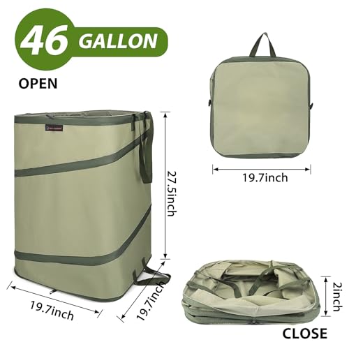 YUDI & GARDEN 46 Gallon Square Collapsible Yard Waste Containers | Collapsible Trash Can, For Collecting Weeds, Leaf, Yard and Party Waste