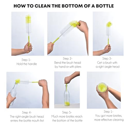 ALINK 16 inch Long Bottle Brush Cleaner for Washing Wine/Beer/Sport Well/Thermos/Glass, Hummingbird Feeder and Long Narrow Neck Sport Bottles