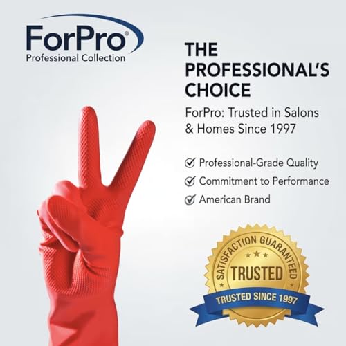 ForPro Natural Rubber Gloves, 6 Pairs Reusable Multi-Purpose Household Cleaning Gloves with Soft Inner Lining, Waterproof & Chemical-Resistant, Wild Cherry, Small - color: Wild Cherry, size: Small