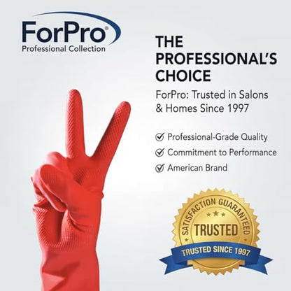 ForPro Natural Rubber Gloves, 6 Pairs Reusable Multi-Purpose Household Cleaning Gloves with Soft Inner Lining, Waterproof & Chemical-Resistant, Wild Cherry, X-Large - color: Wild Cherry, size: X-Large
