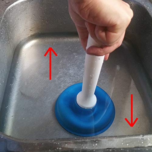 Drain Plunger, Small Hand Force Plumber Helper, Little 4 inch Cup Clog Remover, Tiny Rubber Unclogger in 9" Short Handle for Kitchen Sink, Bathroom Toilet, Shower Bath Tub (Blue + Yellow) - color: Blue + Yellow