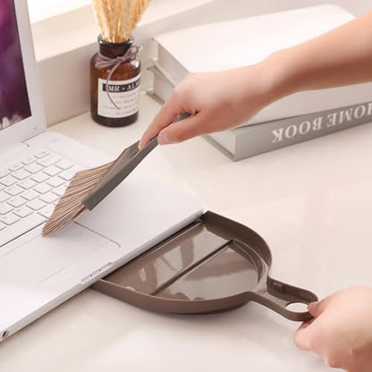 Mini Broom and Dustpan Set Hand Broom with Dustpan Portable Housekeeping Cleaning Tools for Desk,Counter,Sofa,Kitchen,Office,Nest (Coffee) - color: Coffee