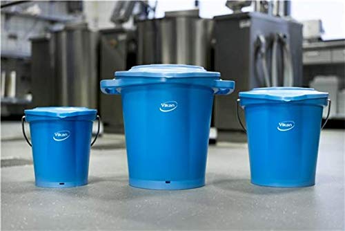 Vikan 1 1/2 gal Round Bucket, 9 19/32 in Dia, Blue, Polypropylene/Stainless Steel 56883-1 Each