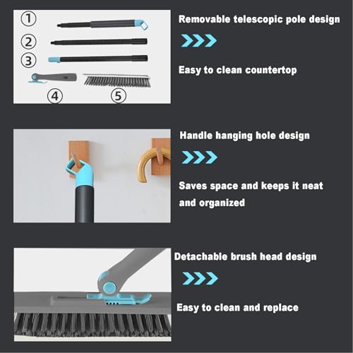 Grout Brush with Long Handle V Shape Floor Scrub Brush Stiff Bristle Grout Scrubber for Cleaning Bathroom Garage Kitchen Wall Tub Tile (1, Grey) - color: Gray