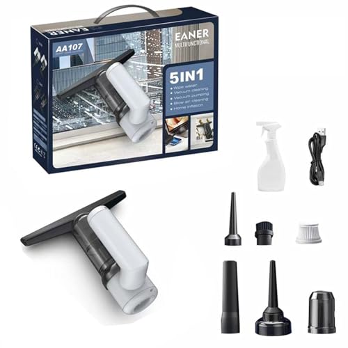 Handheld Window Vacuum Strong Suction Rechargeable Machine Suitable for Home and Office Glass Window Vacuum - color: White