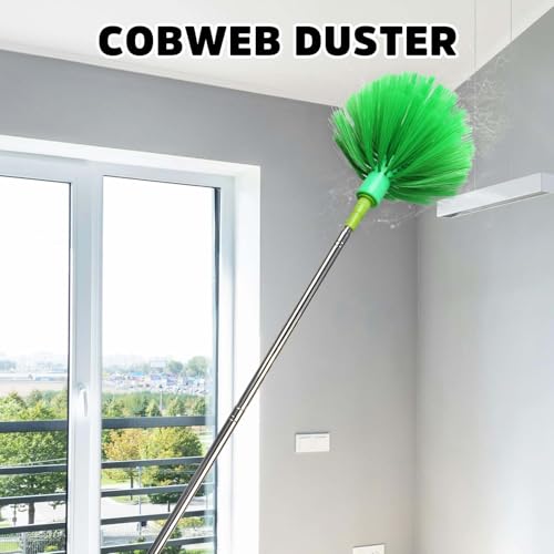 Cobweb Duster with Extension Pole, Bafezoze Ceiling Fan Duster with Long Handle, Spider Web Brush Flat Duster for Under Appliances High Ceilings Outdoor - size: Cobweb Duster 4PCs
