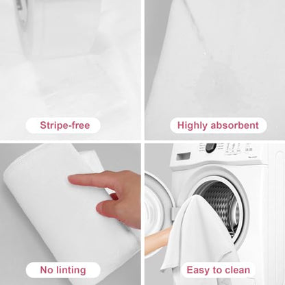 4 Pcs Extra Large Microfiber Cleaning Cloth 30 x 20 Inch Reusable Thick Cleaning Towel Washable Solid Color Microfiber Towel for Home Office Window Cars Glass (White) - color: White