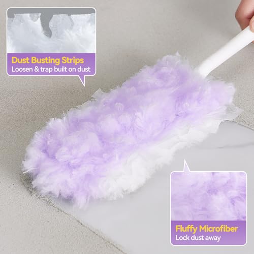 30 Count Duster Refills with 1 Handle, Heavy Duty Microfiber Feather Duster, Disposable Multi Surface Duster Kit, Household Cleaning Tool for Pet Hair, Home, Office, Blind, Furniture - color: 1 Short Handle + 30 Refills