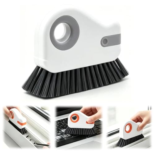 2-in-1 Groove Cleaning Brush with Hidden Scraper, Hard Bristle Crevice Cleaning Tool for Sliding Door Track, Window Sill, Window Seal, Tile Gaps, Kitchen & Bathroom Corners (Gray) - color: Gray