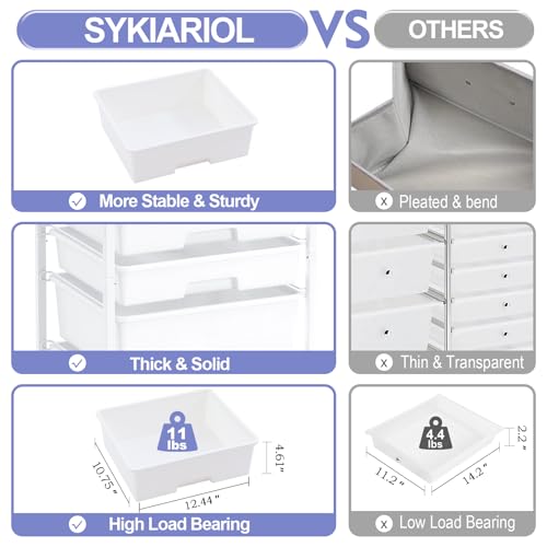 SYKIARIOL Utility Cart with 5 Drawers,Storage Drawer Cart with Wooden Tabletop and Lockable Wheels,Craft Storage Trolley Cart,5-Tier Rolling Utility Cart on Wheels,Bright White - color: Bright White
