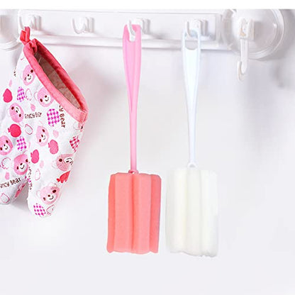 Bottle Brush Sponge 8PCS Cup Washer Brush Long Handle Cleaner Brush for Baby Bottle Glasswares Mugs Cups Kitchen Clean (8 PCS) - color: 8pcs