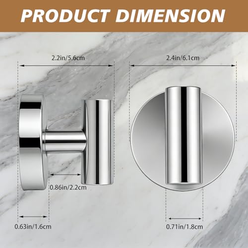 Suction Cup Hooks, Removable Shower Hooks, Chrome, 2-Pack | No Wall Damage | Strong Hold on Tile, Glass & Mirrors | Kitchen & Bathroom Use | Perfect for Towels, Loofahs, Robes & Coats - style: Chrome